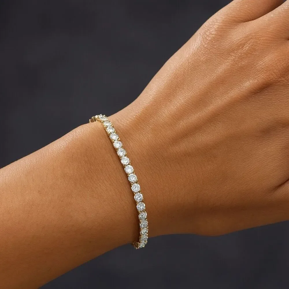 5.83CT Round 3mm Moissanite Tennis Bracelet 14k Gold Vermeil - 7